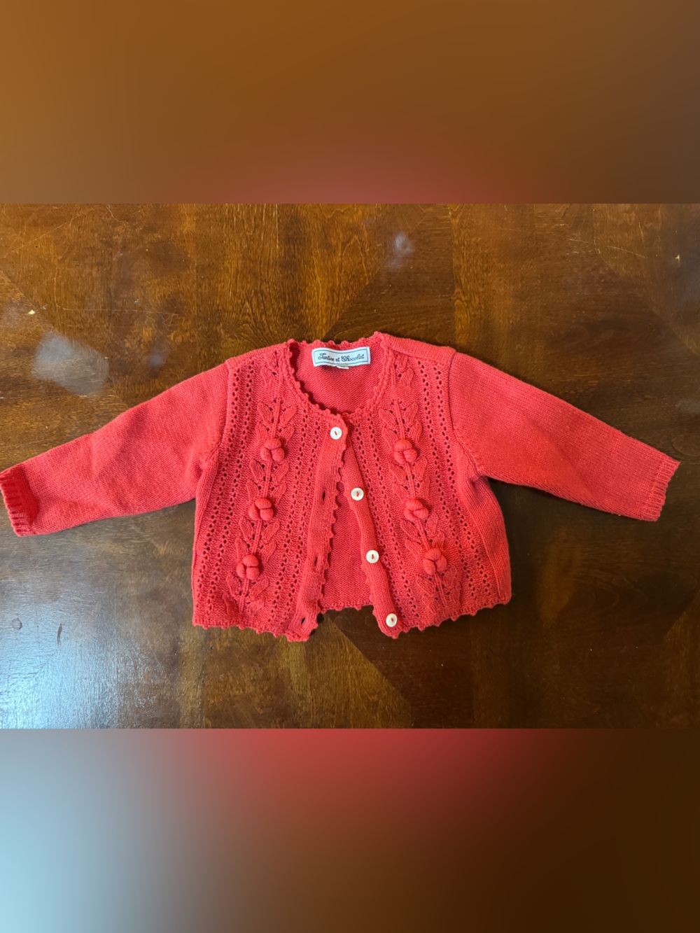 Tartine et Chocolat Red Knit Baby Cardigan